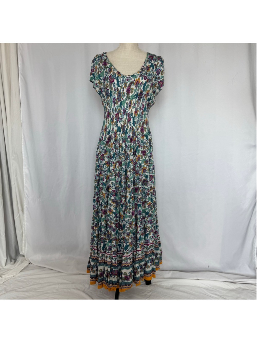 Soft Surroundings Kara floral layered swing dress Large